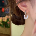 Sparkling Zircon Geometric Hollow Teardrop Earrings French Light Luxury Elegant Ear Cuffs view 3