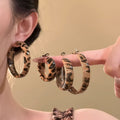 Iron Maillard Retro Geometric Leopard Print Round Hoop Earrings For Women view 1