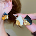 18K Gold Plated Resin Irregular Geometric Drop Earrings With Silver Pins Vintage Palace Style view 2
