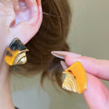 18K Gold Plated Resin Irregular Geometric Drop Earrings With Silver Pins Vintage Palace Style view 4