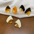 18K Gold Plated Resin Irregular Geometric Drop Earrings With Silver Pins Vintage Palace Style view 3