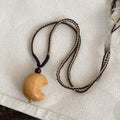 Bohemian Cotton Cord Wood Star Moon Pendant Sweater Necklace for Women Resort Style view 4