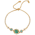 18K Real Gold Plated Zircon Oval Bracelet Stud Earrings Necklace Jewelry Set Light Luxury Style view 5
