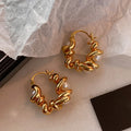 Vintage Twisted U Shape Faux Pearl Metal Ear Cuff Earrings Light Luxury Geometric Jewelry view 4
