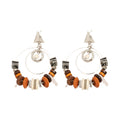Vintage Ethnic Wood Tassel Drop Earrings With Geometric Triangle And Round Pendants view 5