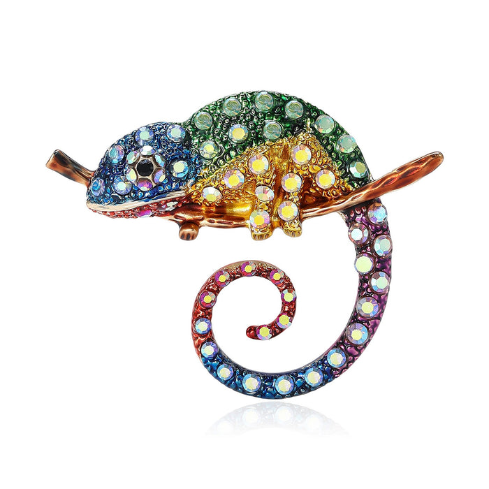 Alloy Enamel Chameleon Lizard Brooch For Unisex Clothing Decoration