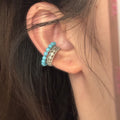 Sparkling Zircon Hollow Geometric Round Clip-on Earrings Light Luxury Minimalist Ear Cuffs view 1