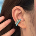 Sparkling Zircon Hollow Geometric Round Clip-on Earrings Light Luxury Minimalist Ear Cuffs view 2