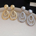 Alloy Smooth Teardrop Hollow Pendant Drop Earrings For Women, European Style view 4