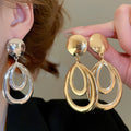 Alloy Smooth Teardrop Hollow Pendant Drop Earrings For Women, European Style view 1