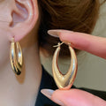 Glossy Metal Waterdrop Pendant Drop Earrings Minimalist European American Stud Style Jewelry view 4