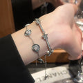 Light Luxury Alloy Bangle With Rhinestone Star And Geometric Round Pendant Design view 2