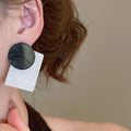 Geometric Acrylic Shell Wood Bead Drop Earrings Retro Square Stud Dangle Earrings For Women view 4
