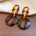European American Style Acrylic Round Hollow Geometric Drop Earrings With Silver Needle view 3
