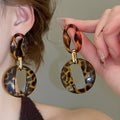 European American Style Acrylic Round Hollow Geometric Drop Earrings With Silver Needle view 2