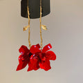 Painted Iron Flower Pendant Drop Earrings With Silver Posts Bold Vacation Statement Style view 1