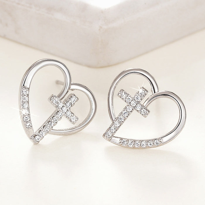 Korean Style Irregular Heart Stud Earrings For Women, Fashion Light Luxury Jewelry