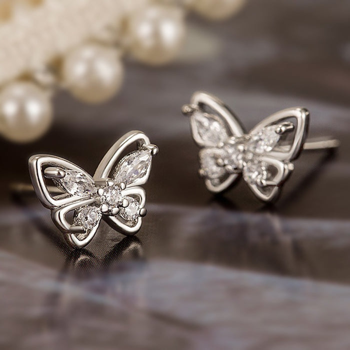 Korean Style Simple Butterfly Stud Earrings For Women, Sweet Daily Wear Elegant Fashion Jewelry