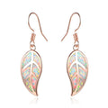 Rose Gold Resin Leaf Drop Earrings For Women, Elegant Fresh Pastoral Style Fashion Jewelry view 1