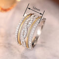 European American Style Two Tone Princess Ring With Micro Pave Zircon Line Design view 4