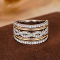 European American Style Two Tone Princess Ring With Micro Pave Zircon Line Design view 1