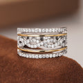 European American Style Two Tone Princess Ring With Micro Pave Zircon Line Design view 5