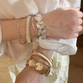European American Irregular Round Open Iron Alloy Bangle With Metallic Minimalist Fashion Design view 1