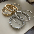 European American Irregular Round Open Iron Alloy Bangle With Metallic Minimalist Fashion Design view 2