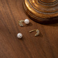Elegant Gold Leaf Rhinestone Faux Pearl Studs Fresh Minimal Sweet Luxury Alloy Fashion Earrings view 4