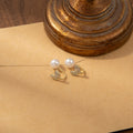 Elegant Gold Leaf Rhinestone Faux Pearl Studs Fresh Minimal Sweet Luxury Alloy Fashion Earrings view 2