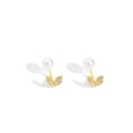 Elegant Gold Leaf Rhinestone Faux Pearl Studs Fresh Minimal Sweet Luxury Alloy Fashion Earrings view 5