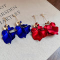Sweet Acrylic Petal Zircon Tassel Drop Earrings With Silver Needles Floral Light Luxury Style view 4