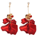 Sweet Acrylic Petal Zircon Tassel Drop Earrings With Silver Needles Floral Light Luxury Style view 5