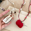 Light Luxury Fabric Wood Bead Apple Coffee Cup Colorful Pendant Sweater Necklace For Women view 2