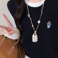 Light Luxury Fabric Wood Bead Apple Coffee Cup Colorful Pendant Sweater Necklace For Women view 4