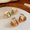 18K Gold Plated Alloy Irregular Round Enamel Stud Earrings Vintage Palace Style Jewelry view 2