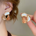 18K Gold Plated Alloy Irregular Round Enamel Stud Earrings Vintage Palace Style Jewelry view 3