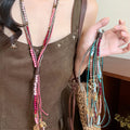 Light Luxury Ethnic Acrylic Crystal Beaded Multilayer Colorful Tassel Sweater Necklace view 3