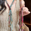 Light Luxury Ethnic Acrylic Crystal Beaded Multilayer Colorful Tassel Sweater Necklace view 1