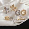 European American Alloy Round Flower Teardrop Ring Minimalist Geometric Statement Jewelry view 4