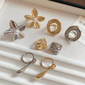 European American Alloy Round Flower Teardrop Ring Minimalist Geometric Statement Jewelry view 2