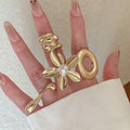 European American Alloy Round Flower Teardrop Ring Minimalist Geometric Statement Jewelry view 1