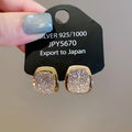 18K Gold Plated Copper Square Starry Pendant Drop Earrings With Silver Pins Elegant Light Luxury view 3