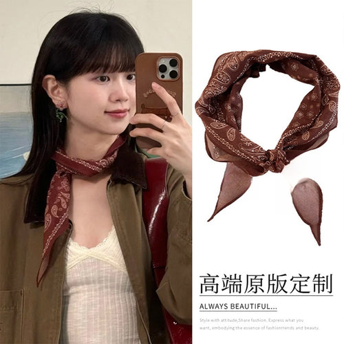 Ethnic Floral Printed Fabric Scarf Necklace For Women Retro Multi Wear Statement Accessory