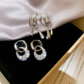 Light Luxury Copper Zircon Teardrop C-Shaped Drop Earrings For Women Fashion Ear Jewelry view 2