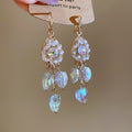 Light Luxury French Court Heart Teardrop Crystal Tassel Drop Earrings view 2