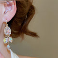 Light Luxury French Court Heart Teardrop Crystal Tassel Drop Earrings view 3