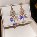 Light Luxury French Court Heart Teardrop Crystal Tassel Drop Earrings view 4
