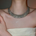 Vintage Ethnic Leopard Print Geometric Oval Iron Choker Necklace For Women view 1