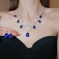 Alloy Rhinestone Flower Teardrop Drop Earrings And Necklace Jewelry Set Court Style Choker view 1